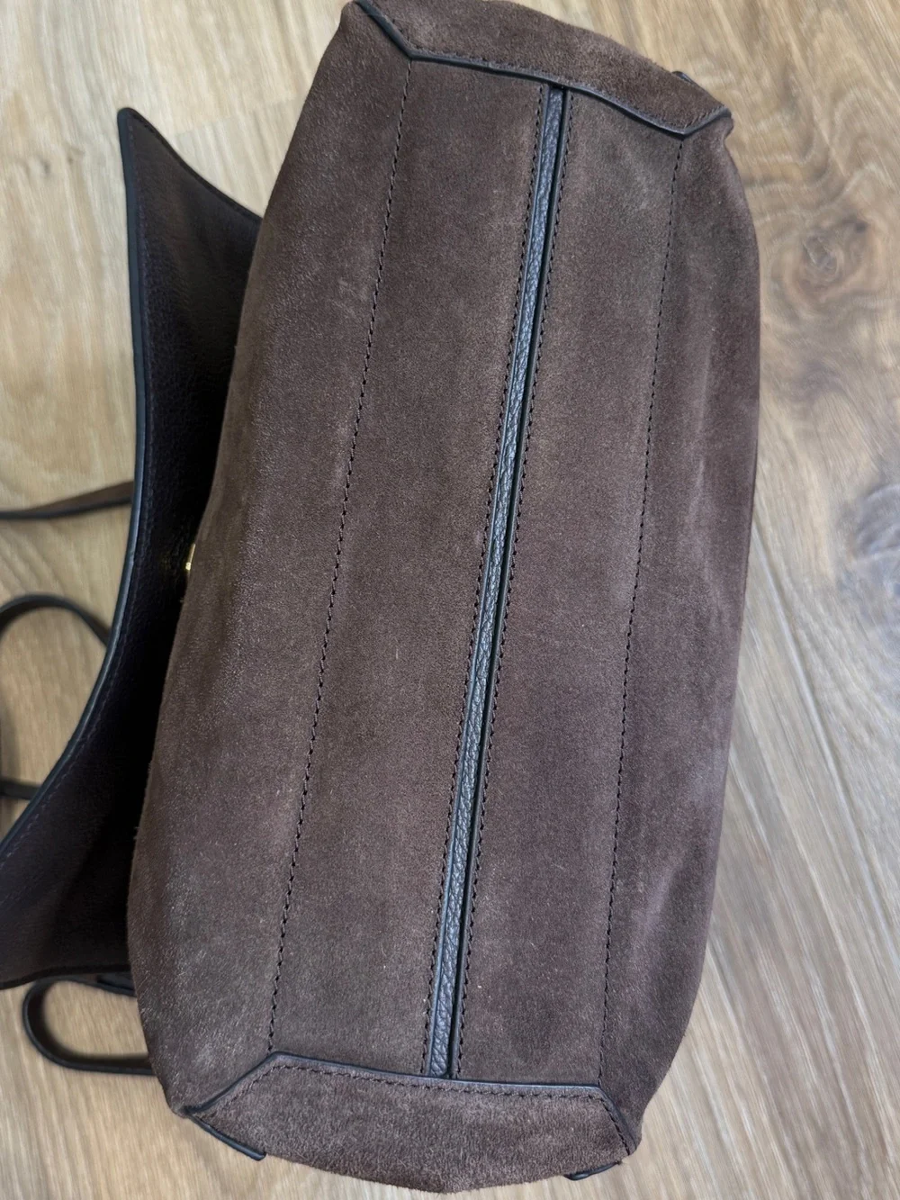 Coccinelle Suede & Leather Convertible Shoulder Crossbody Bag Brown Gold Italy